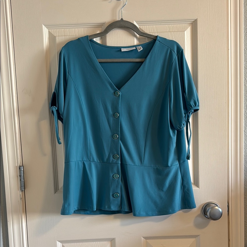 Teal Button-Up Women's Top